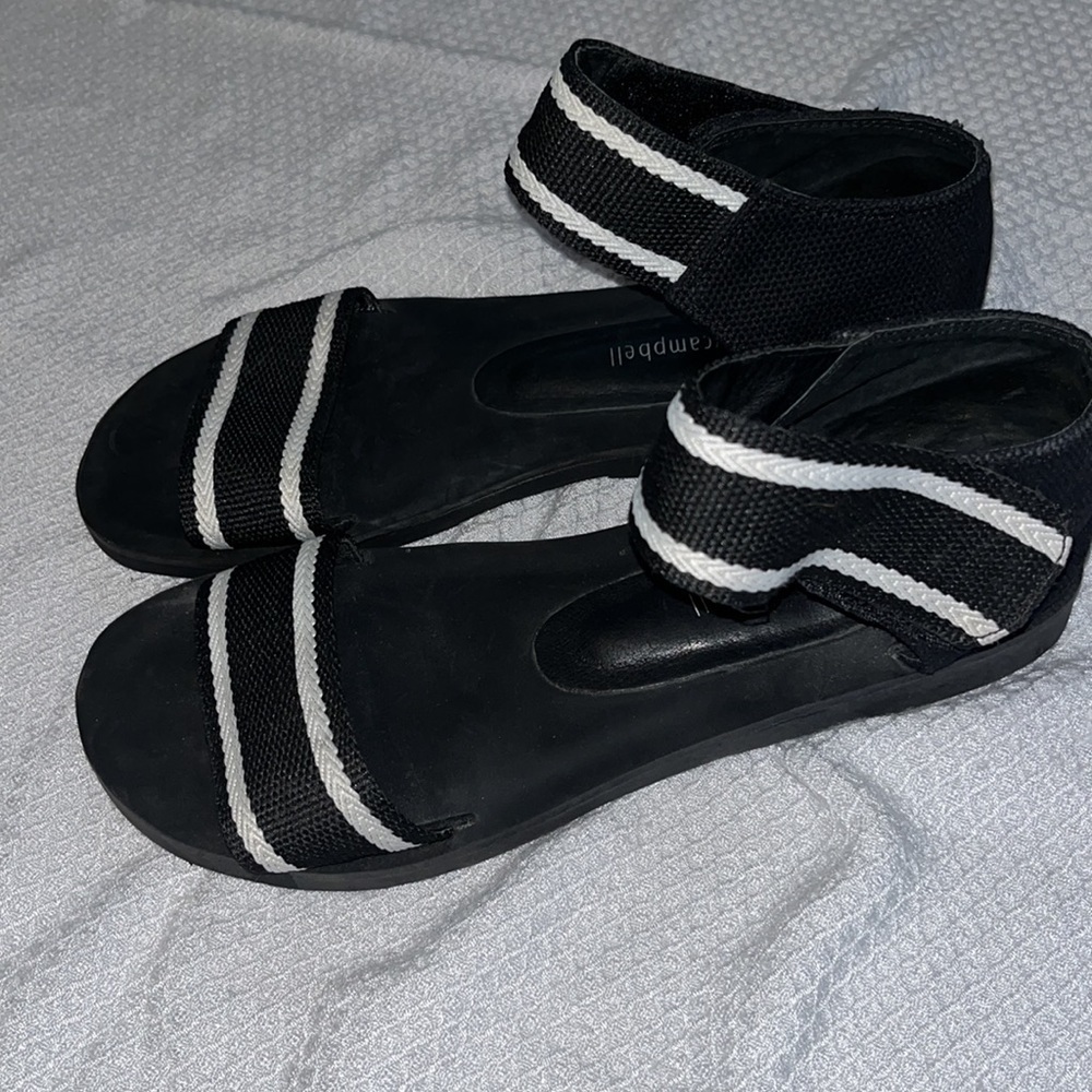 NEW JEFFREY CAMPBELL WOMENS Size 7 GAME TIME SANDALS CANVAS WITH RUBBER SOLE - Picture 9 of 11